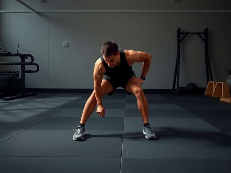 Person performing a standing IT band stretch against a wall