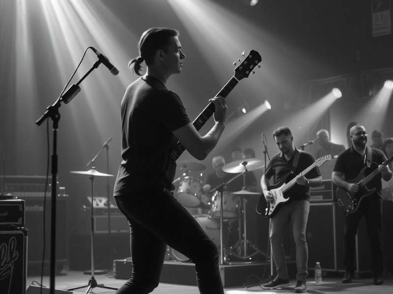 Band members collaborating in a studio session