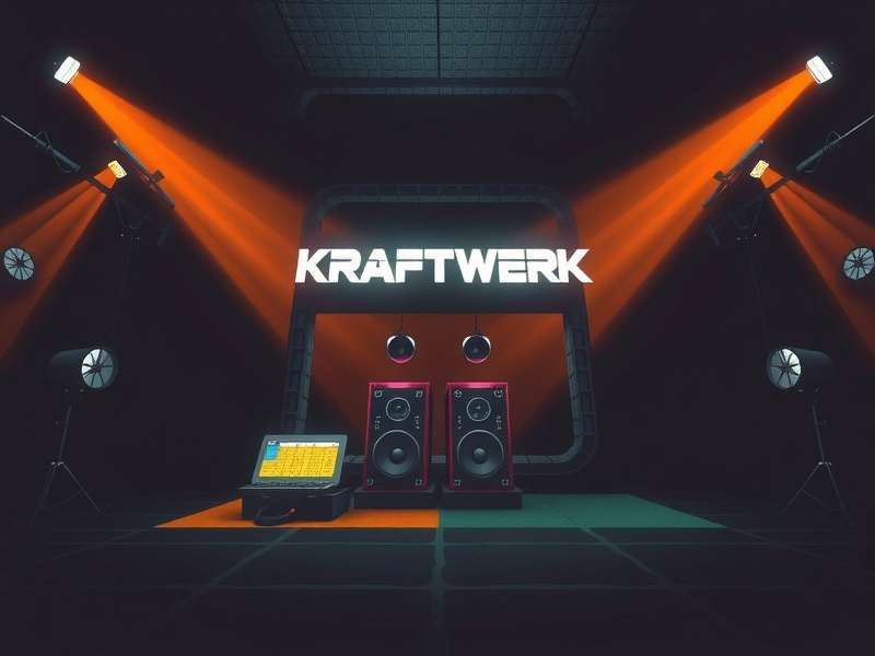 Kraftwerk performing live with their iconic robotic aesthetic