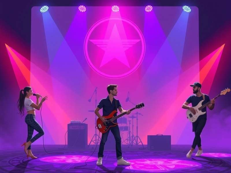 Diverse group of musicians playing together in a studio, smiling and collaborating