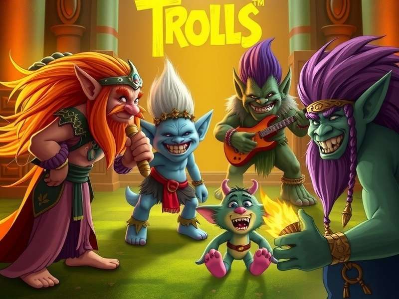 Trolls Band Together gameplay screenshot showing Poppy and Branch performing with BroZone