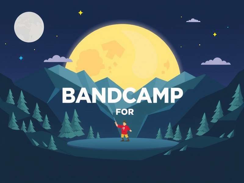 An artist managing their Bandcamp page on a laptop, surrounded by vinyl records and merch