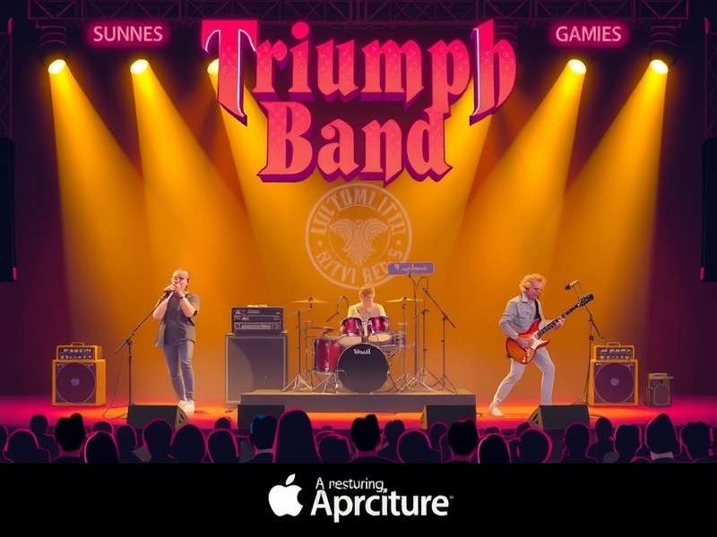 A dynamic stage show with dramatic lighting, evoking a Triumph concert atmosphere