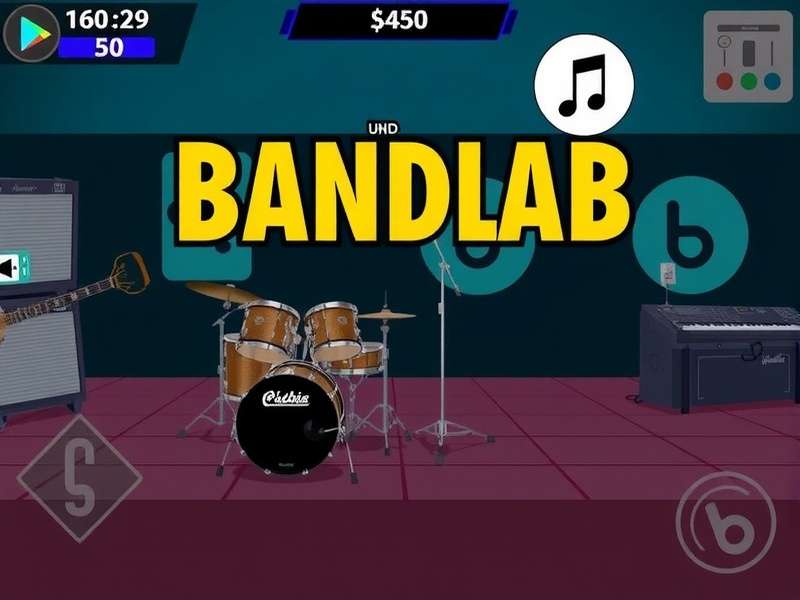 Modern music production studio with computer running Bandlab on a PC