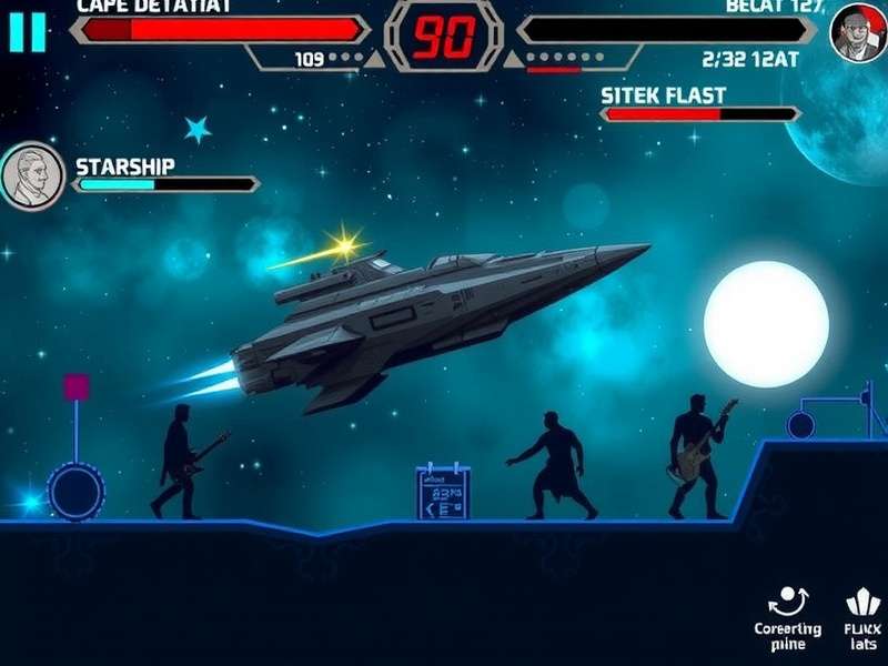 Concept art of a futuristic band performing on a spaceship stage