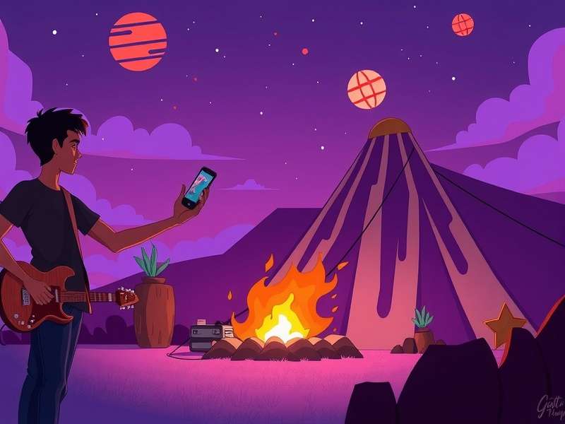 A diverse crowd of music fans celebrating at a Bandcamp Friday live stream event, holding vinyl records and merchandise