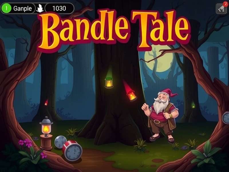 A whimsical scene depicting a cosy, crafted village with glowing lanterns, representing Bandle Tale's aesthetic.