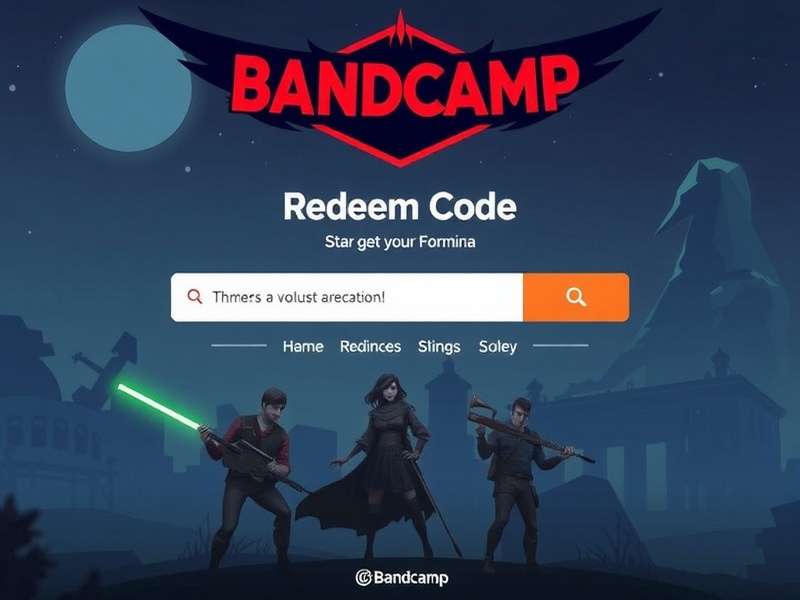 A person redeeming a Bandcamp code on a laptop with music visuals