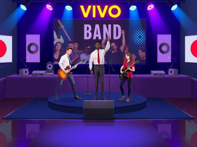 Dynamic stage view from Band Ao Vivo Online showing a live virtual concert