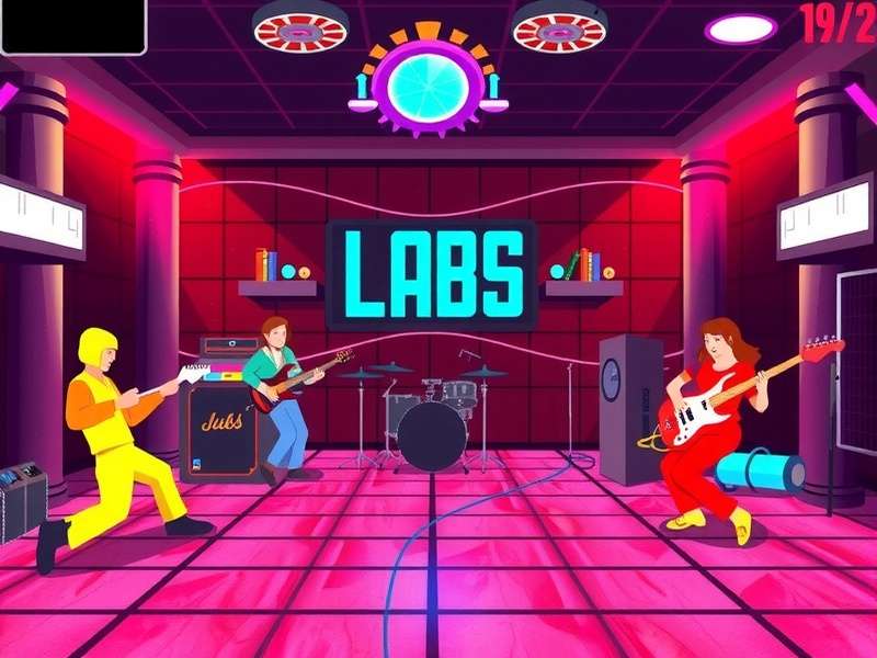 Band Labs user interface showing multi-track editor and sound library