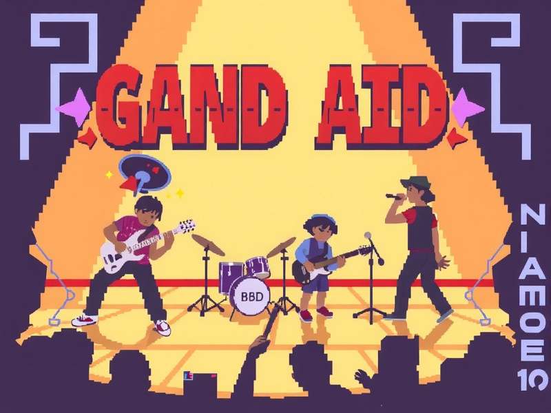 Band Aid recording session in 1984 at Sarm West Studios, London, with Bob Geldof and Midge Ure leading the ensemble.
