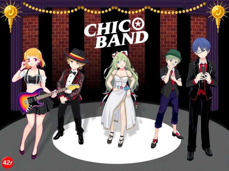 Chic Band gameplay screenshot showing a stylish band performing on stage with neon lights