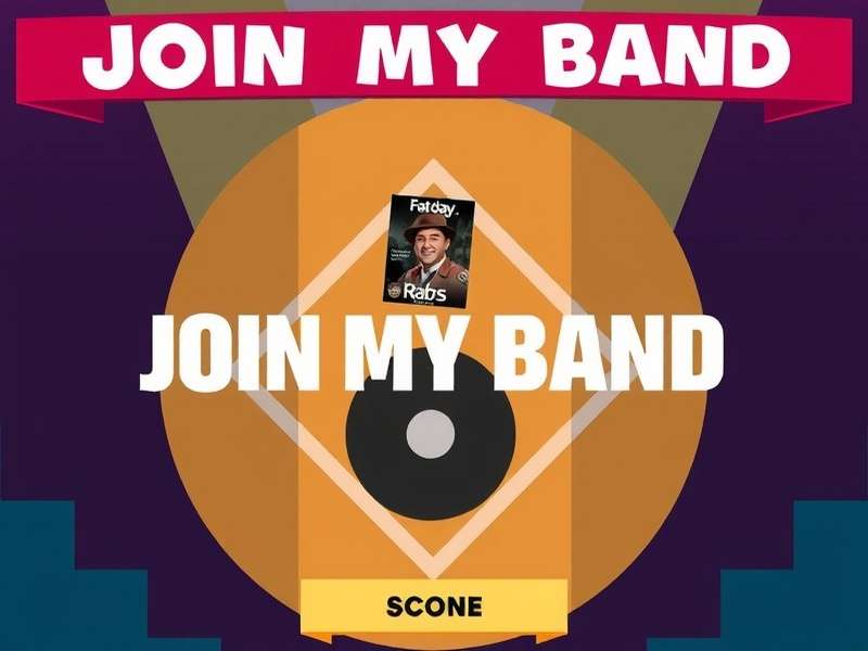 Join My Band gameplay screenshot showing a band performing live on stage with cheering crowd