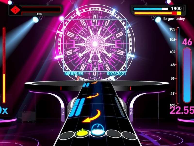 A live rock band performing on stage with smoke and colourful lights