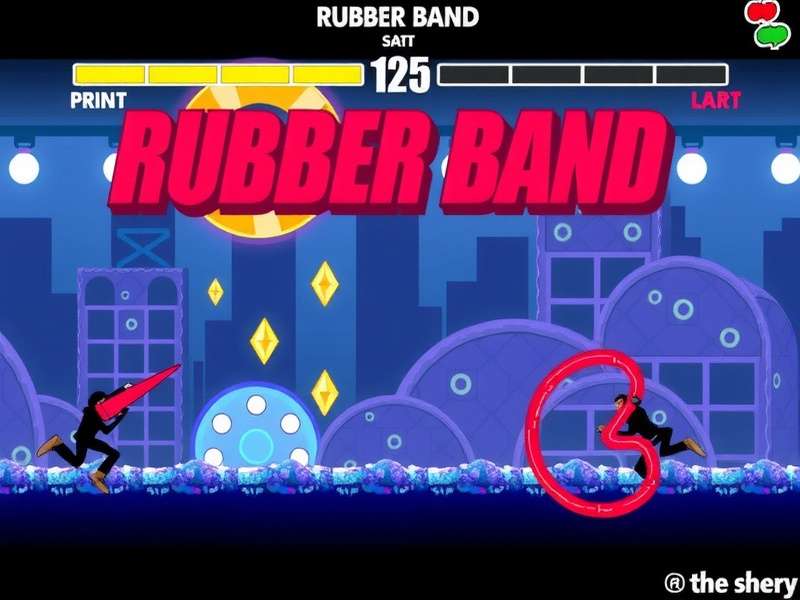 Rubber Band game featuring a live band performance on stage with vibrant lights and crowd