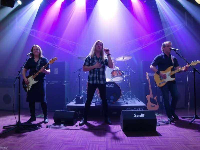 Abstract visual representing band culture with drums, lights and energy