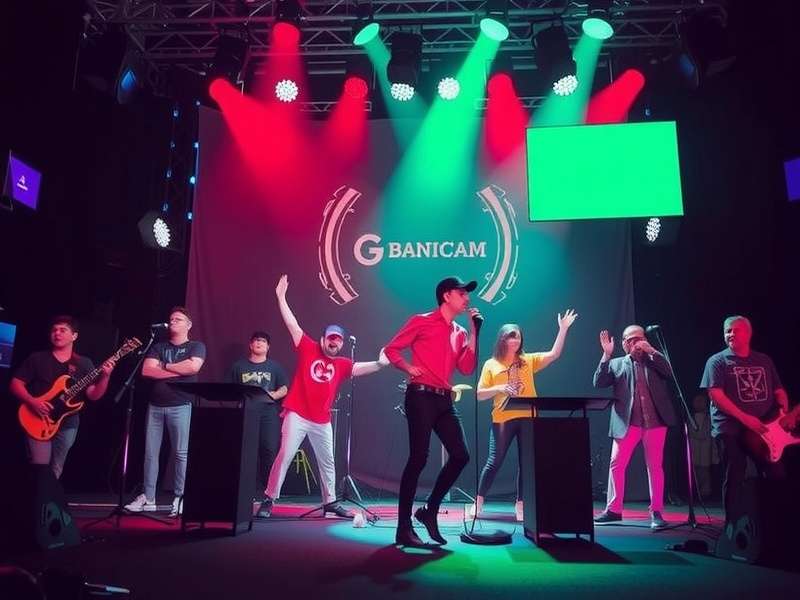 Bandicam recording studio setup with gaming desktop and microphone