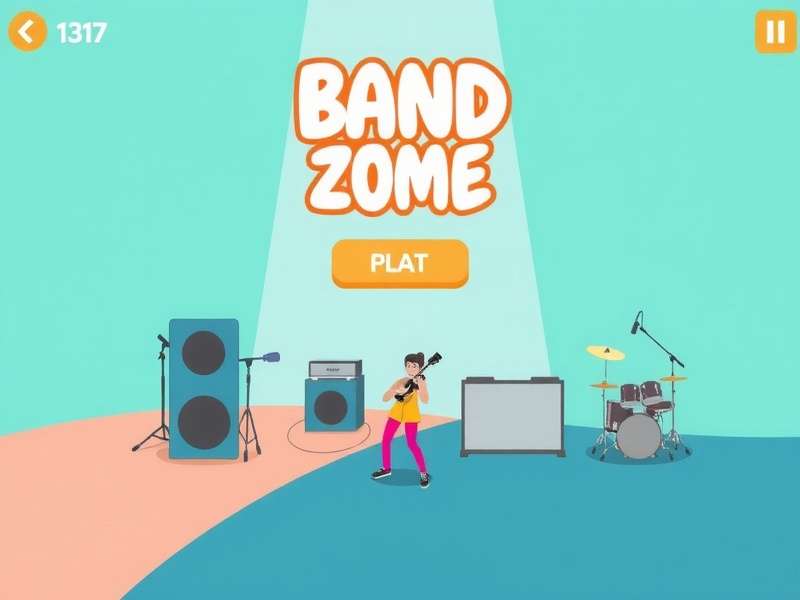 Band App interface showing band profiles, rhythm game mode, and community hub on playbandgame.com